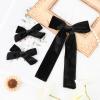 imageDEEKA Red Velvet Hair Bows 2 Sizes Long and Basic 4 Hair Bow Set for Toddler Girls Long Ponytail Knot Bows Alligator Clip Hair Accessories for Little Girls RedBlack
