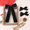 imageDEEKA Red Velvet Hair Bows 2 Sizes Long and Basic 4 Hair Bow Set for Toddler Girls Long Ponytail Knot Bows Alligator Clip Hair Accessories for Little Girls RedBlack