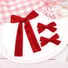 imageDEEKA Red Velvet Hair Bows 2 Sizes Long and Basic 4 Hair Bow Set for Toddler Girls Long Ponytail Knot Bows Alligator Clip Hair Accessories for Little Girls RedRed