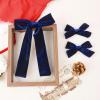 imageDEEKA Red Velvet Hair Bows 2 Sizes Long and Basic 4 Hair Bow Set for Toddler Girls Long Ponytail Knot Bows Alligator Clip Hair Accessories for Little Girls RedNavy Blue