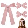 imageDEEKA Red Velvet Hair Bows 2 Sizes Long and Basic 4 Hair Bow Set for Toddler Girls Long Ponytail Knot Bows Alligator Clip Hair Accessories for Little Girls RedPink