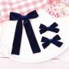 imageDEEKA Red Velvet Hair Bows 2 Sizes Long and Basic 4 Hair Bow Set for Toddler Girls Long Ponytail Knot Bows Alligator Clip Hair Accessories for Little Girls RedNavy Blue