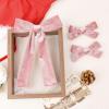 imageDEEKA Red Velvet Hair Bows 2 Sizes Long and Basic 4 Hair Bow Set for Toddler Girls Long Ponytail Knot Bows Alligator Clip Hair Accessories for Little Girls RedPink