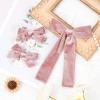 imageDEEKA Red Velvet Hair Bows 2 Sizes Long and Basic 4 Hair Bow Set for Toddler Girls Long Ponytail Knot Bows Alligator Clip Hair Accessories for Little Girls RedPink
