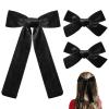 imageDEEKA Red Velvet Hair Bows 2 Sizes Long and Basic 4 Hair Bow Set for Toddler Girls Long Ponytail Knot Bows Alligator Clip Hair Accessories for Little Girls RedBlack