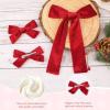 imageDEEKA Red Velvet Hair Bows 2 Sizes Long and Basic 4 Hair Bow Set for Toddler Girls Long Ponytail Knot Bows Alligator Clip Hair Accessories for Little Girls RedRed