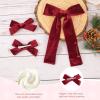 imageDEEKA Red Velvet Hair Bows 2 Sizes Long and Basic 4 Hair Bow Set for Toddler Girls Long Ponytail Knot Bows Alligator Clip Hair Accessories for Little Girls RedDark Red