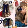 imageDEEKA Red Velvet Hair Bows 2 Sizes Long and Basic 4 Hair Bow Set for Toddler Girls Long Ponytail Knot Bows Alligator Clip Hair Accessories for Little Girls RedNavy Blue