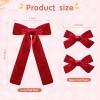 imageDEEKA Red Velvet Hair Bows 2 Sizes Long and Basic 4 Hair Bow Set for Toddler Girls Long Ponytail Knot Bows Alligator Clip Hair Accessories for Little Girls RedRed