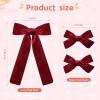 imageDEEKA Red Velvet Hair Bows 2 Sizes Long and Basic 4 Hair Bow Set for Toddler Girls Long Ponytail Knot Bows Alligator Clip Hair Accessories for Little Girls RedDark Red