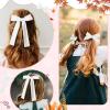 imageDEEKA Red Velvet Hair Bows 2 Sizes Long and Basic 4 Hair Bow Set for Toddler Girls Long Ponytail Knot Bows Alligator Clip Hair Accessories for Little Girls RedWhite