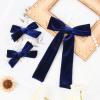 imageDEEKA Red Velvet Hair Bows 2 Sizes Long and Basic 4 Hair Bow Set for Toddler Girls Long Ponytail Knot Bows Alligator Clip Hair Accessories for Little Girls RedNavy Blue