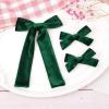 imageDEEKA Red Velvet Hair Bows 2 Sizes Long and Basic 4 Hair Bow Set for Toddler Girls Long Ponytail Knot Bows Alligator Clip Hair Accessories for Little Girls RedDark Green
