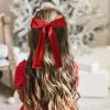 imageDEEKA Red Velvet Hair Bows 2 Sizes Long and Basic 4 Hair Bow Set for Toddler Girls Long Ponytail Knot Bows Alligator Clip Hair Accessories for Little Girls RedRed