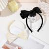 imageDEEKA Velvet Bow Headband 2 PCS Hair Band Hair Bows with bow Velvet Christmas Hair Accessories for Toddlers Women and Girls GreenRedBeige Black