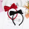 imageDEEKA Velvet Bow Headband 2 PCS Hair Band Hair Bows with bow Velvet Christmas Hair Accessories for Toddlers Women and Girls GreenRedBlack Red