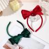 imageDEEKA Velvet Bow Headband 2 PCS Hair Band Hair Bows with bow Velvet Christmas Hair Accessories for Toddlers Women and Girls GreenRedGreen Red