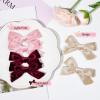 imageDEEKA Velvet Hair Accessories  4quot Handmade Knot Bows for Toddlers 6 PCS Red Green and Black Christmas Bows for Little KidsBeige Pink Burgundy