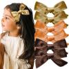 imageDEEKA Velvet Hair Accessories  4quot Handmade Knot Bows for Toddlers 6 PCS Red Green and Black Christmas Bows for Little KidsOrangeGoldBrown