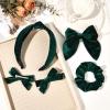 imageDEEKA Velvet Hair Bows ampamp Knotted Headband ampamp Scrunchy Fable Hair Bow Headband Set Velvet Scrunchies Alligator Clips for Toddler Girls ampamp Women BlackDark Green
