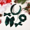 imageDEEKA Velvet Hair Bows ampamp Knotted Headband ampamp Scrunchy Fable Hair Bow Headband Set Velvet Scrunchies Alligator Clips for Toddler Girls ampamp Women BlackDark Green
