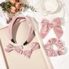 imageDEEKA Velvet Hair Bows ampamp Knotted Headband ampamp Scrunchy Fable Hair Bow Headband Set Velvet Scrunchies Alligator Clips for Toddler Girls ampamp Women BlackPink