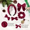 imageDEEKA Velvet Hair Bows ampamp Knotted Headband ampamp Scrunchy Fable Hair Bow Headband Set Velvet Scrunchies Alligator Clips for Toddler Girls ampamp Women BlackDark Red