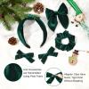 imageDEEKA Velvet Hair Bows ampamp Knotted Headband ampamp Scrunchy Fable Hair Bow Headband Set Velvet Scrunchies Alligator Clips for Toddler Girls ampamp Women BlackDark Green
