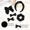imageDEEKA Velvet Hair Bows ampamp Knotted Headband ampamp Scrunchy Fable Hair Bow Headband Set Velvet Scrunchies Alligator Clips for Toddler Girls ampamp Women BlackBlack