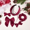 imageDEEKA Velvet Hair Bows ampamp Knotted Headband ampamp Scrunchy Fable Hair Bow Headband Set Velvet Scrunchies Alligator Clips for Toddler Girls ampamp Women BlackDark Red