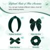 imageDEEKA Velvet Hair Bows ampamp Knotted Headband ampamp Scrunchy Fable Hair Bow Headband Set Velvet Scrunchies Alligator Clips for Toddler Girls ampamp Women BlackDark Green