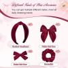 imageDEEKA Velvet Hair Bows ampamp Knotted Headband ampamp Scrunchy Fable Hair Bow Headband Set Velvet Scrunchies Alligator Clips for Toddler Girls ampamp Women BlackDark Red