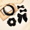 imageDEEKA Velvet Hair Bows ampamp Knotted Headband ampamp Scrunchy Fable Hair Bow Headband Set Velvet Scrunchies Alligator Clips for Toddler Girls ampamp Women BlackBlack