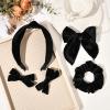 imageDEEKA Velvet Hair Bows ampamp Knotted Headband ampamp Scrunchy Fable Hair Bow Headband Set Velvet Scrunchies Alligator Clips for Toddler Girls ampamp Women BlackBlack