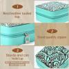 imageDEEKA Western Jewelry Box Case Real Leather Turquoise and Brown Embossed Tooled Travel Jewelry Organizer Gifts Christmas Gifts for Women Country Girls Cowgirl Stuff Portable Travel Accessories GreenGreen Embossed