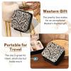 imageDEEKA Western Jewelry Box Case Real Leather Turquoise and Brown Embossed Tooled Travel Jewelry Organizer Gifts Christmas Gifts for Women Country Girls Cowgirl Stuff Portable Travel Accessories GreenBlack Embossed