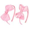 imageDEEKA 2 PCS 4quot Dark Green Bow Headband Grosgrain Ribbon Hair Bows for Toddlers Hair Band Accessories for Little Girls Kids Set of 2 Dark GreenLight Pink