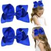 imageDEEKA 2 PCS 6quot Big Handmade Grosgrain Ribbon Solid Color Hair Bows Alligator Clips Hair Accessories for Little Teen Toddler Girls Kids Set of 2 RedRoyal Blue