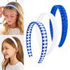 imageDEEKA 3 PCS Woven Headband Uniform Headband Hair Accessories Grosgrain Ribbon Weaved Hair Band for Women Girls Teens Football Softball Cheer Sports MaroonampampYellowRoyal BlueWhite