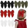 imageDEEKA 8 PCS Large Corduroy Hair Bows Fall Winter Fable Hair Clips for Toddler Girls Handmade Warm Brown Beige Fabric Hair Accessories for Little Girls Kids BrownCorduroy Xmas Colors