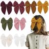 imageDEEKA 8 PCS Large Corduroy Hair Bows Fall Winter Fable Hair Clips for Toddler Girls Handmade Warm Brown Beige Fabric Hair Accessories for Little Girls Kids BrownCorduroy Warm Colors