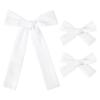 imageDEEKA Blue Cotton Linen Hair Bows 2 Sizes 5quotampamp35quot Soft Hair Bow set for Toddler Girls Long Ponytail Knot Bows Alligator Clip Hair Accessories for Little School Girls BlueWhite