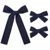 imageDEEKA Blue Cotton Linen Hair Bows 2 Sizes 5quotampamp35quot Soft Hair Bow set for Toddler Girls Long Ponytail Knot Bows Alligator Clip Hair Accessories for Little School Girls BlueNavy Blue