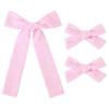 imageDEEKA Blue Cotton Linen Hair Bows 2 Sizes 5quotampamp35quot Soft Hair Bow set for Toddler Girls Long Ponytail Knot Bows Alligator Clip Hair Accessories for Little School Girls BlueLight Pink