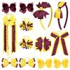 imageDEEKA Burgundy School Hair Accessories Set 13 Pcs Uniform Hair Bow Headband Clips Hair Ties Curly Korker Bows for Little Toddler School Girls BurgundyBurgundyYellow