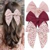 imageDEEKA Large Christmas Fable Hair Bows 3 PCS Red and Green Velvet Bows Plaid Checkered Hair Bow Clips for Toddler Girls Fabric Christmas Hair Accessories for Little Girls KidsPinkBurgundyRed Floral