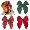 imageDEEKA Large Christmas Fable Hair Bows 3 PCS Red and Green Velvet Bows Plaid Checkered Hair Bow Clips for Toddler Girls Fabric Christmas Hair Accessories for Little Girls KidsGreenVelvet RedPlaid