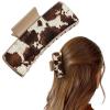imageDEEKA Real Leather Large Western Hair Clips Cow Printed Cowhide Tooled 4quot Hair Claw Clips Gifts for Thick Hair Country Girls Cowgirl Stuff Western Hair Accessories Gift for Women and Girls BrownBlackBrown Cowhide