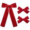 imageDEEKA Red Velvet Hair Bows 2 Sizes Long and Basic 4 Hair Bow Set for Toddler Girls Long Ponytail Knot Bows Alligator Clip Hair Accessories for Little Girls RedRed