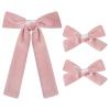 imageDEEKA Red Velvet Hair Bows 2 Sizes Long and Basic 4 Hair Bow Set for Toddler Girls Long Ponytail Knot Bows Alligator Clip Hair Accessories for Little Girls RedPink
